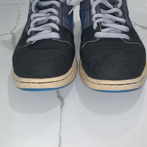 Nike | Vintage Mogan Blue Black Leather Mid Skate Shoes Sneakers - Picture 7 of 10